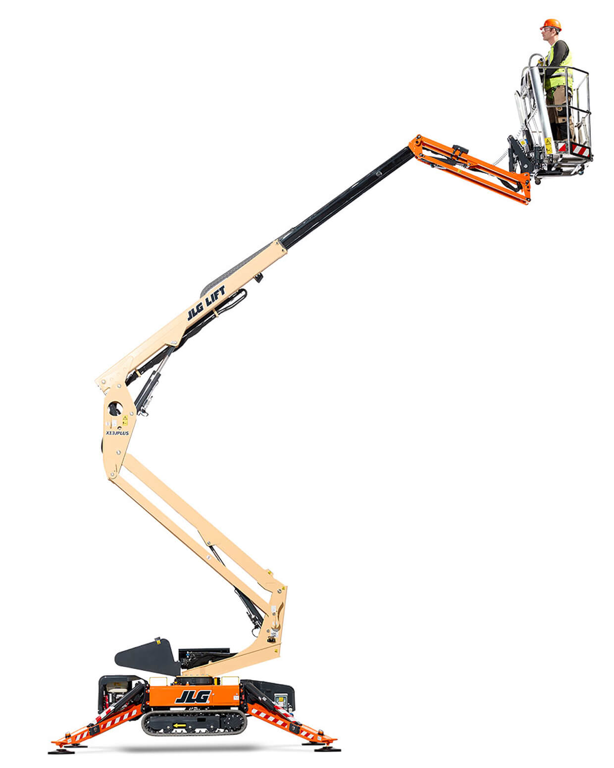 JLG X13SJP Bomlift vikbom stödben larvband